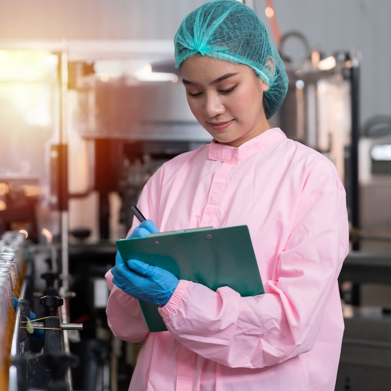 a woman in a food manufacturing facility